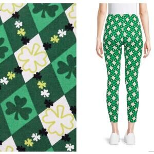 NOBO Green St. Patricks Day Leggings Clover Shamrock Diamond